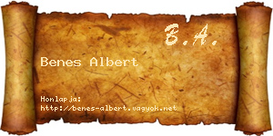 Benes Albert névjegykártya
